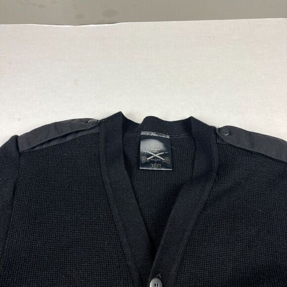 Military Equipment Wool Blend Cardigan Sweater Black Button Up Utility 38R Med - Picture 3 of 10